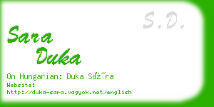 sara duka business card